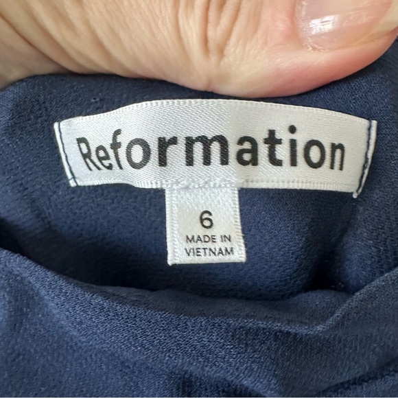 Reformation Navy Suki Midi Dress SZ US 6 - Picture 7 of 9